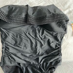 NWT black strapless (straps come with it too) bathing suit with a cover up! . 👙